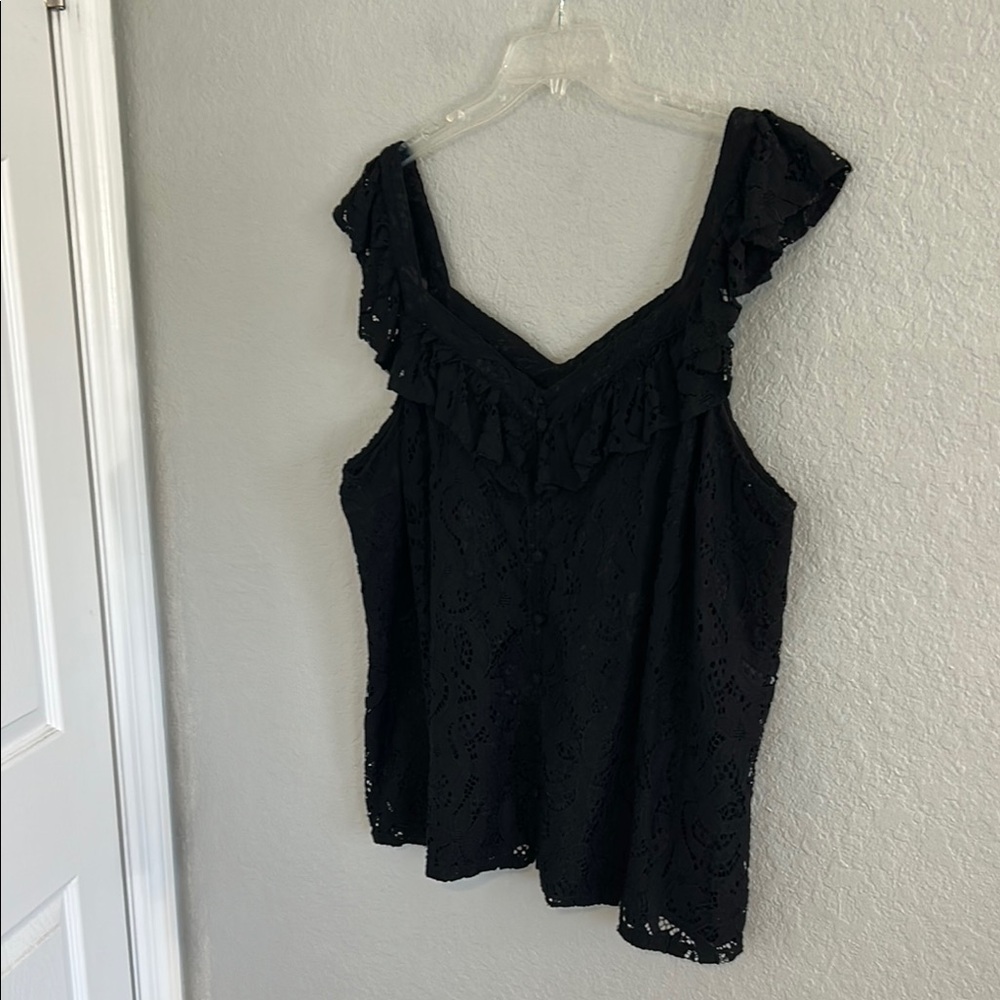 Black Lace Ruffle Top - Picture 6 of 10